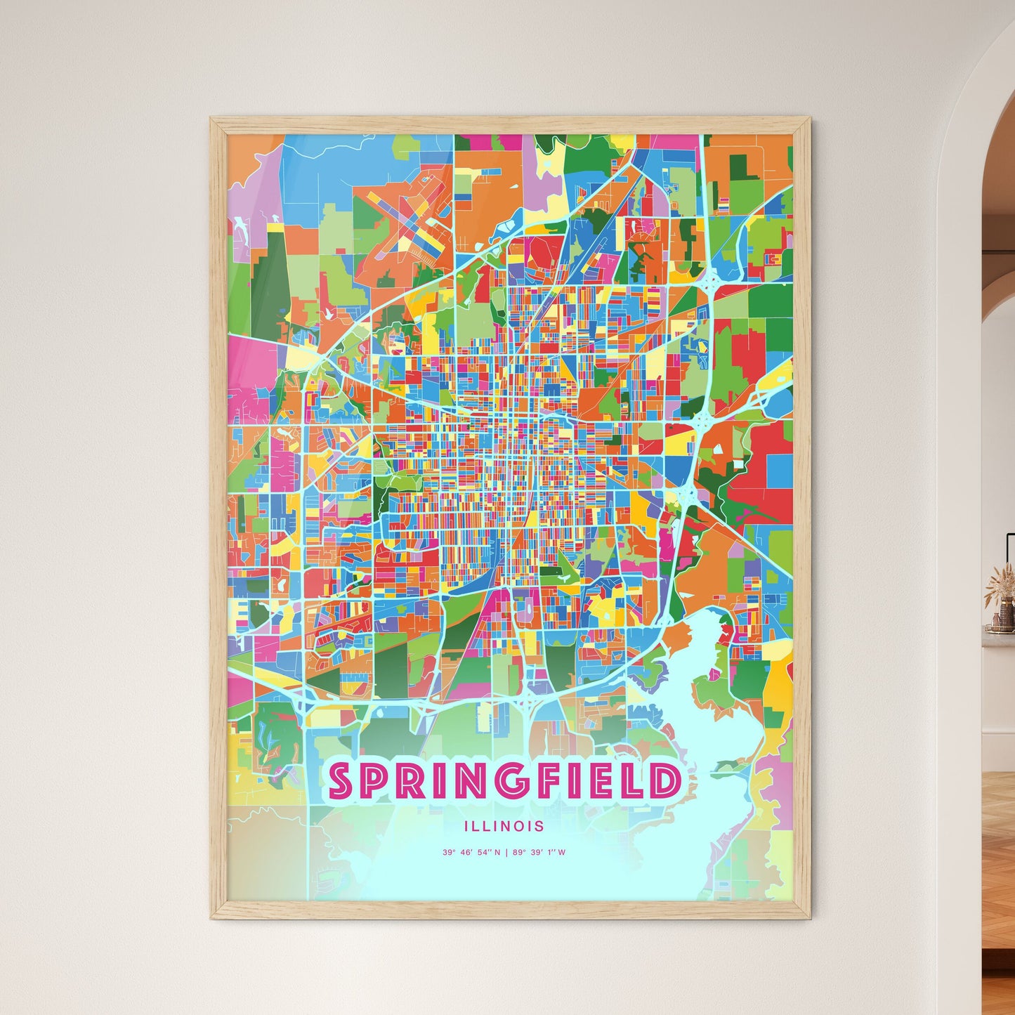 Colorful Springfield Illinois Fine Art Map Crazy Colors