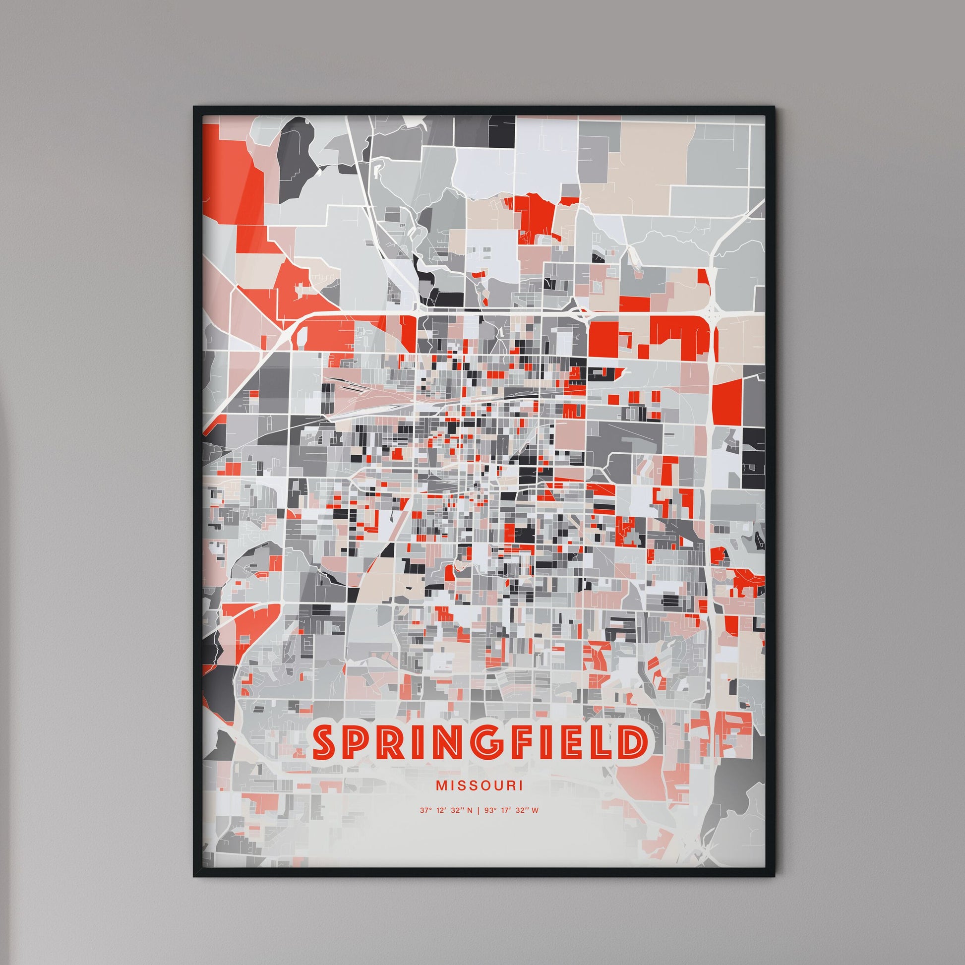 Colorful Springfield Missouri Fine Art Map Modern Expressive