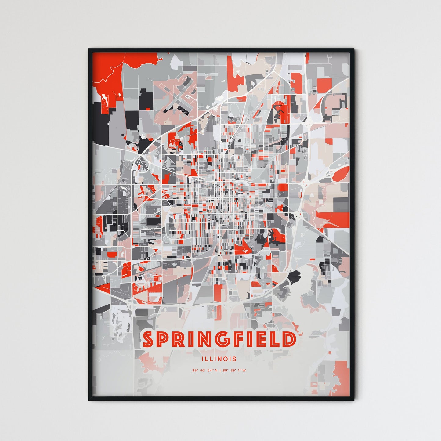 Colorful Springfield Illinois Fine Art Map Modern Expressive