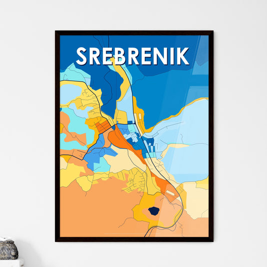 SREBRENIK BOSNIA AND HERZEGOVINA Vibrant Colorful Art Map Poster Blue Orange