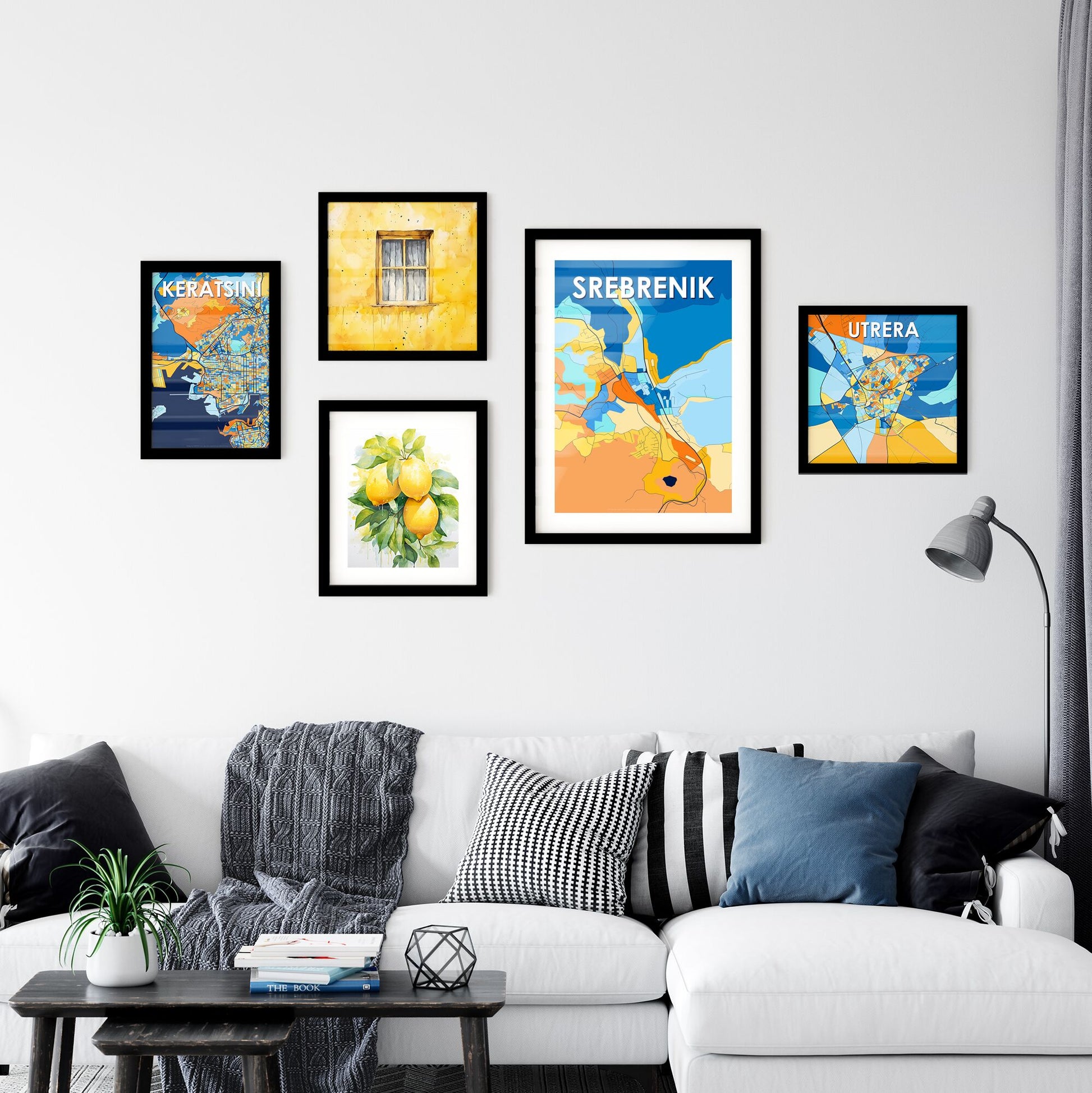 SREBRENIK BOSNIA AND HERZEGOVINA Vibrant Colorful Art Map Poster Blue Orange