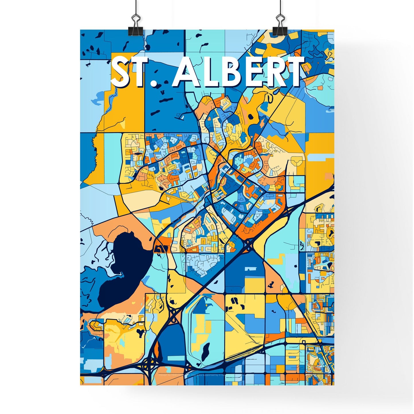 ST. ALBERT CANADA Vibrant Colorful Art Map Poster Blue Orange