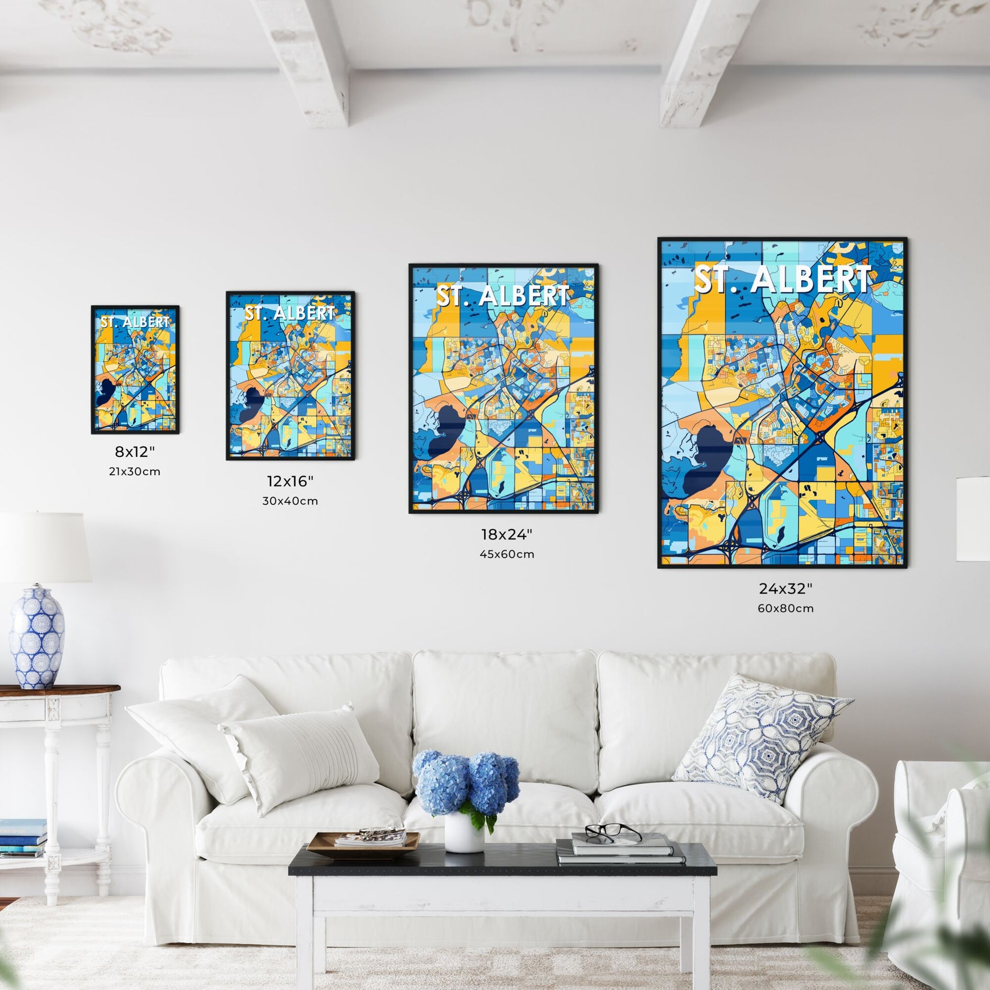 ST. ALBERT CANADA Vibrant Colorful Art Map Poster Blue Orange