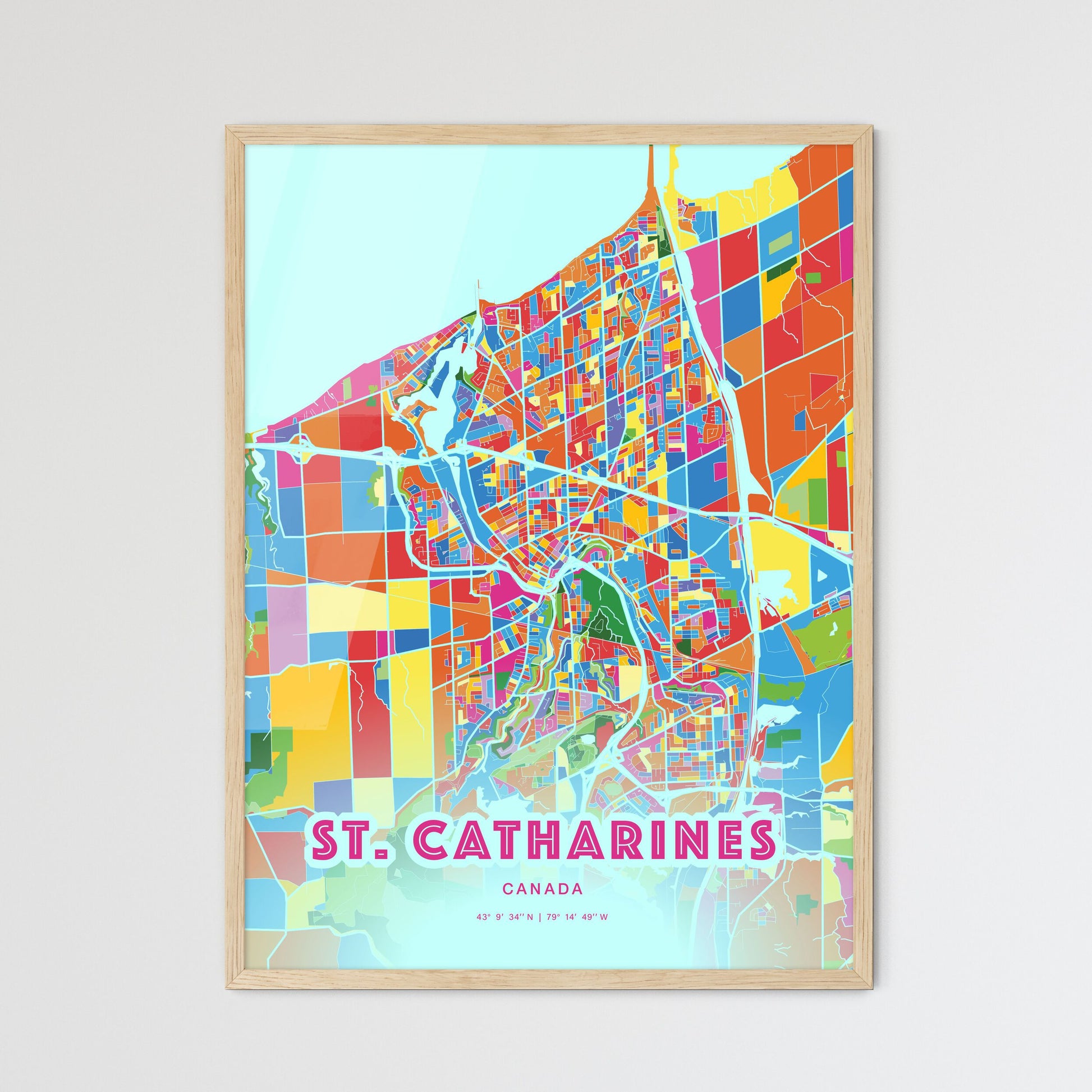 Colorful St. Catharines Canada Fine Art Map Crazy Colors