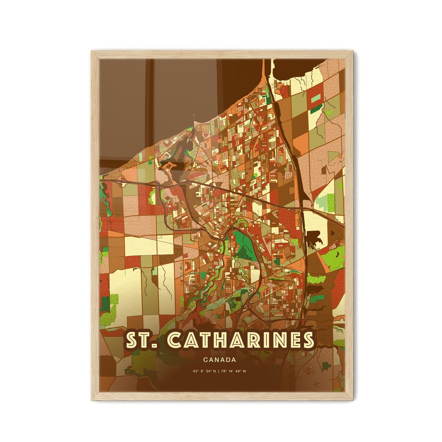 Colorful St. Catharines Canada Fine Art Map Farmhouse