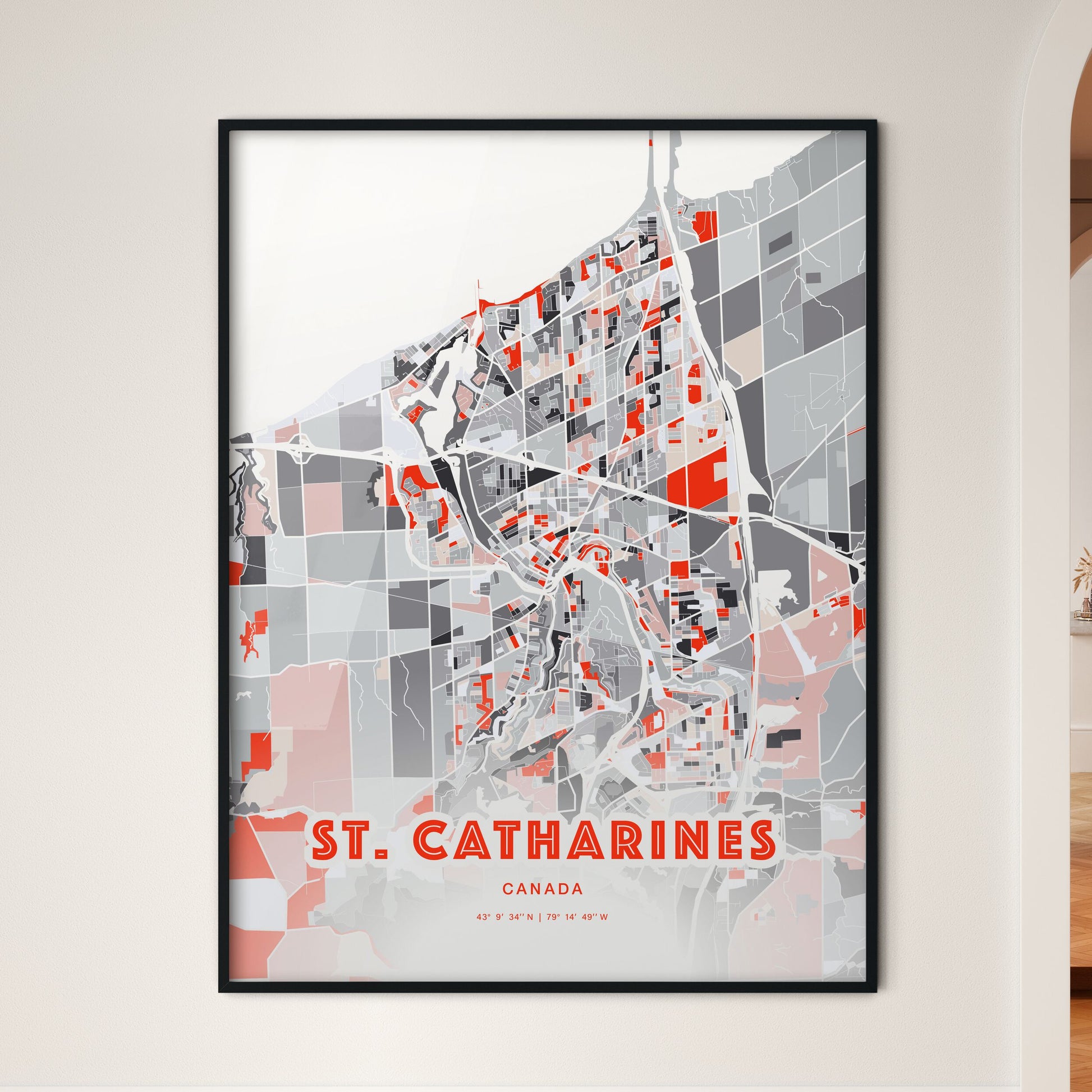 Colorful St. Catharines Canada Fine Art Map Modern Expressive