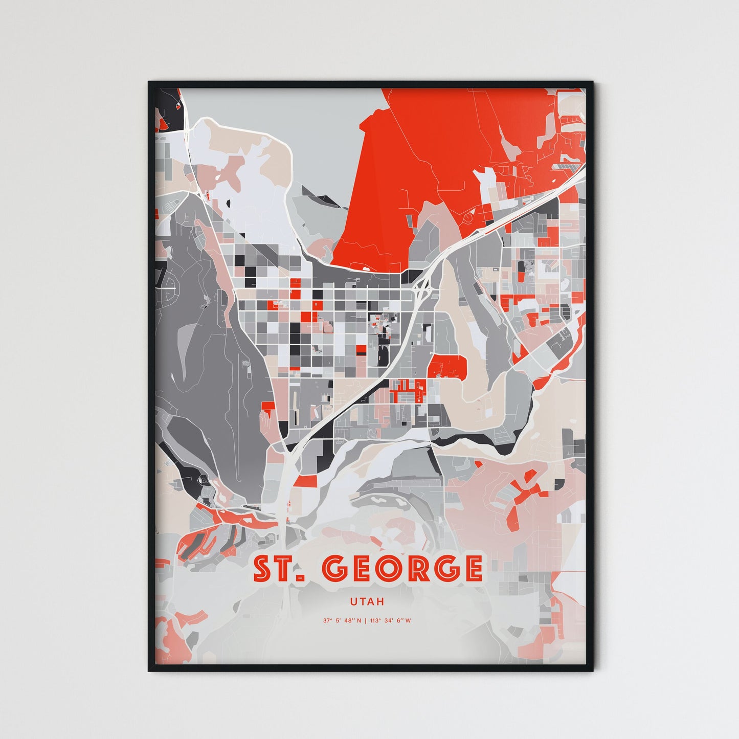 Colorful St. George Utah Fine Art Map Modern Expressive