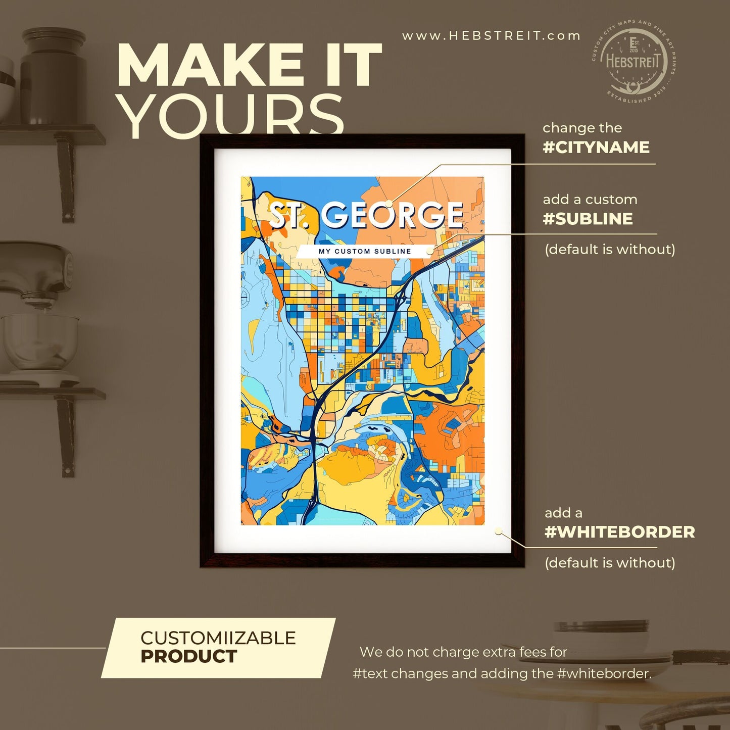 St. George Utah Vibrant Colorful Art Map Poster