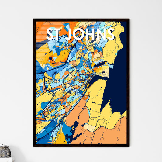 ST JOHNS CANADA Vibrant Colorful Art Map Poster Blue Orange