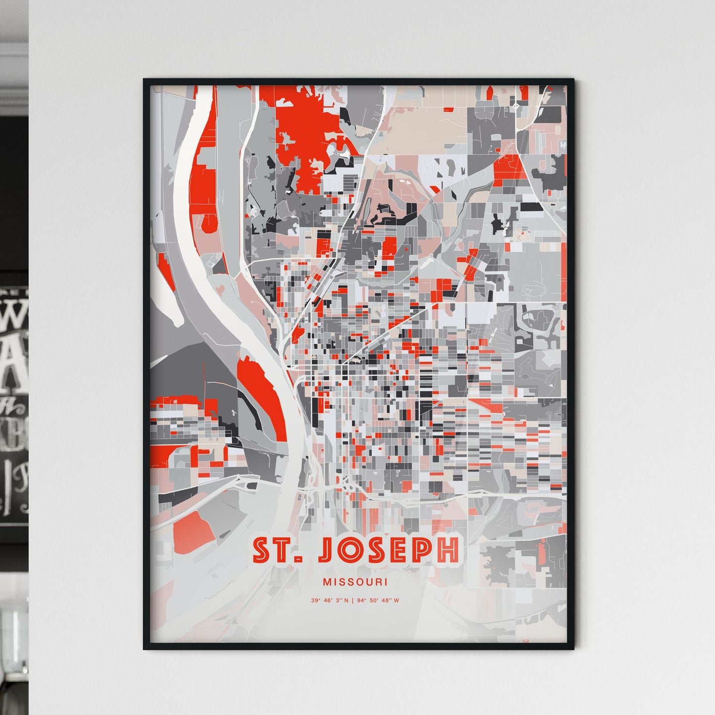 Colorful St. Joseph Missouri Fine Art Map Modern Expressive