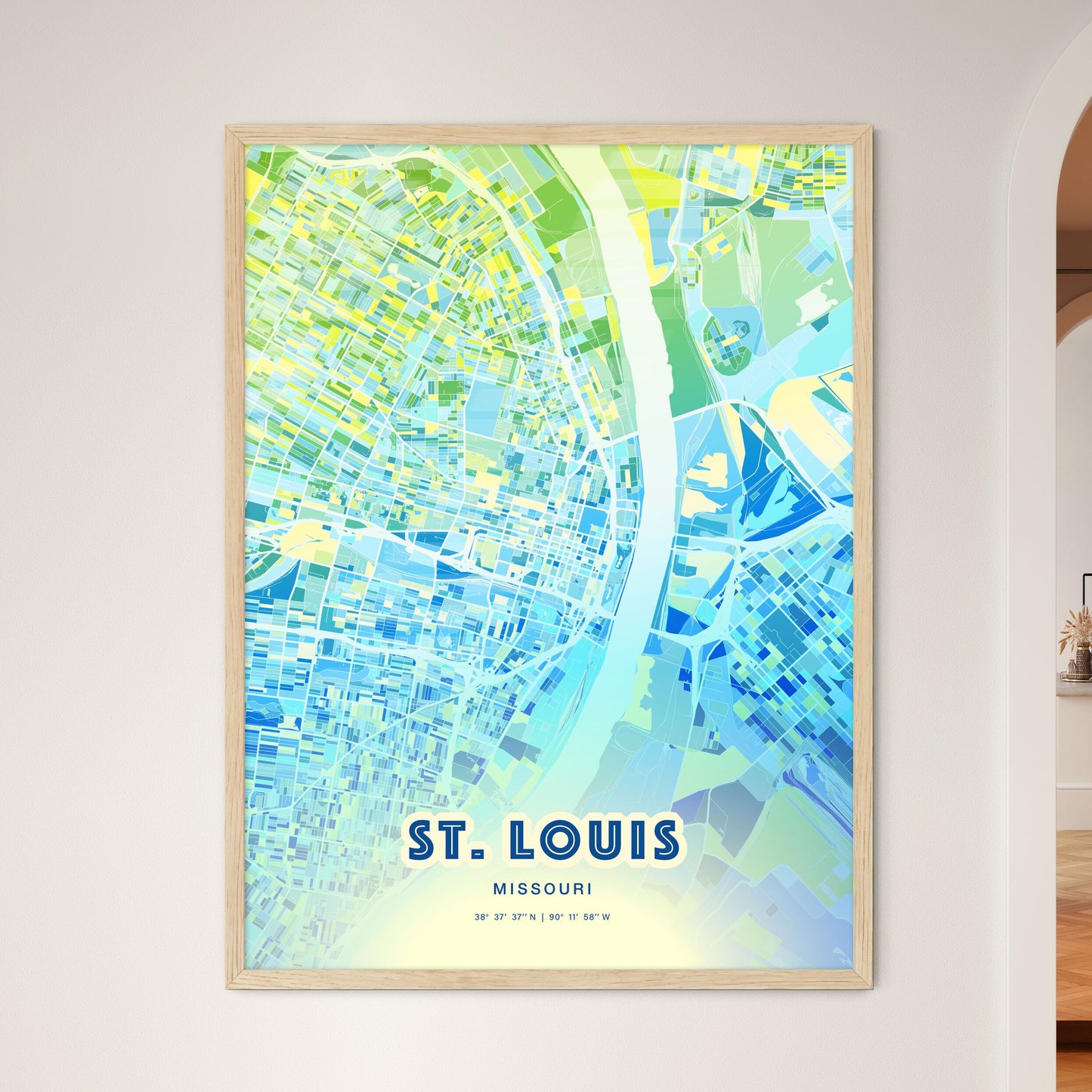 Colorful St. Louis Missouri Fine Art Map Cool Blue