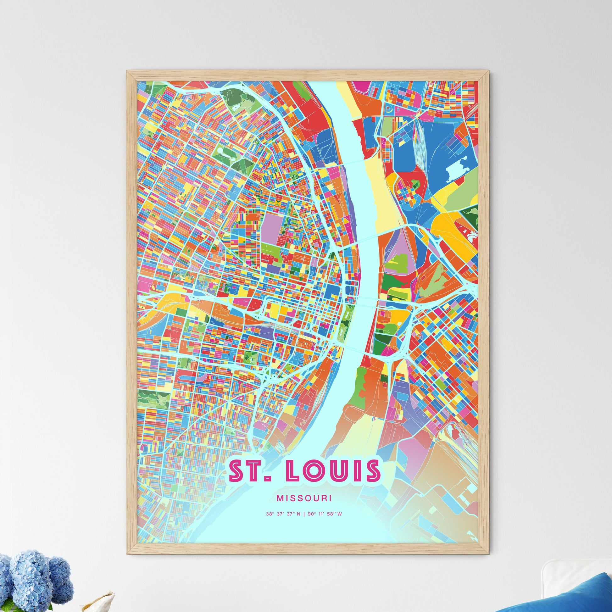Colorful St. Louis Missouri Fine Art Map Crazy Colors
