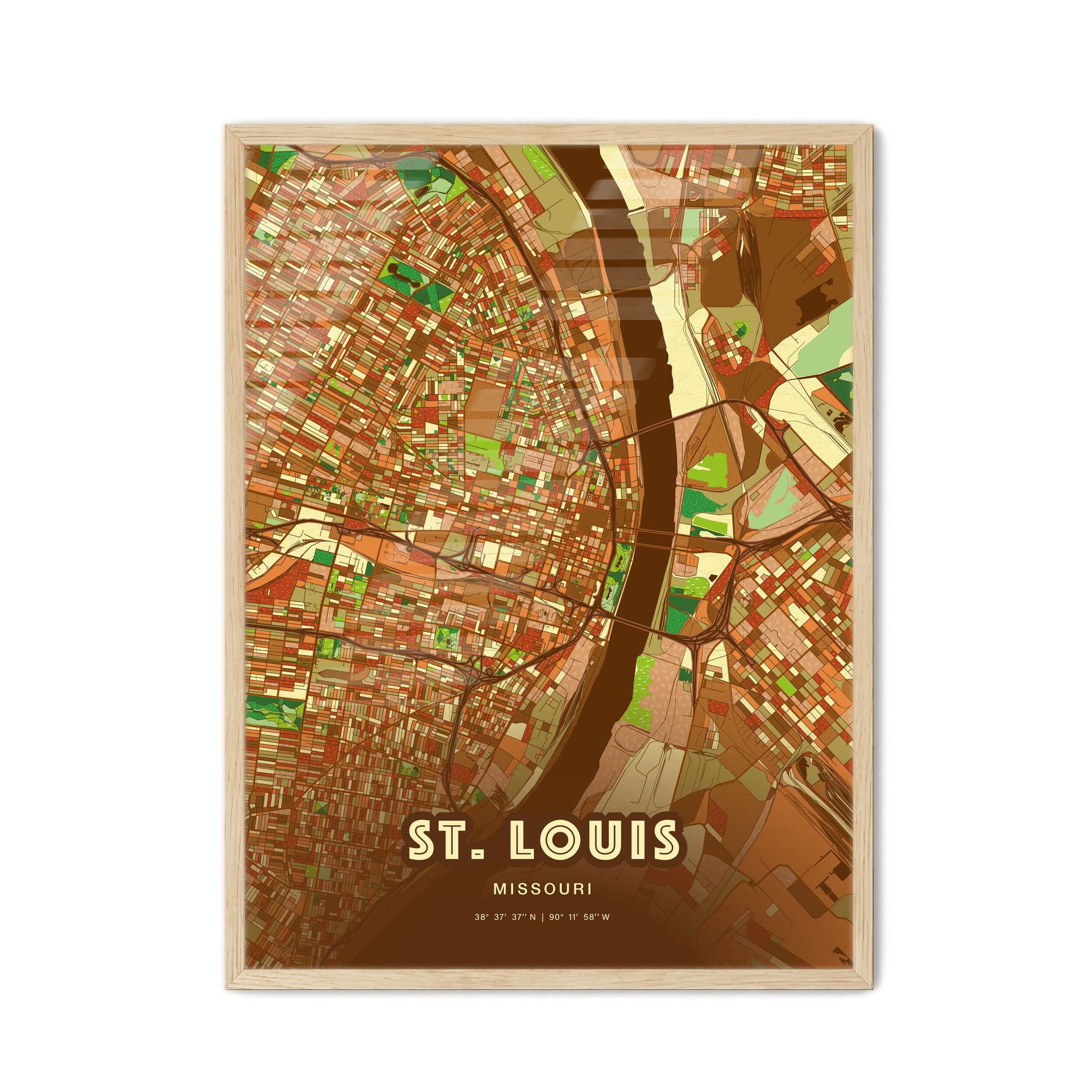 Colorful St. Louis Missouri Fine Art Map Farmhouse