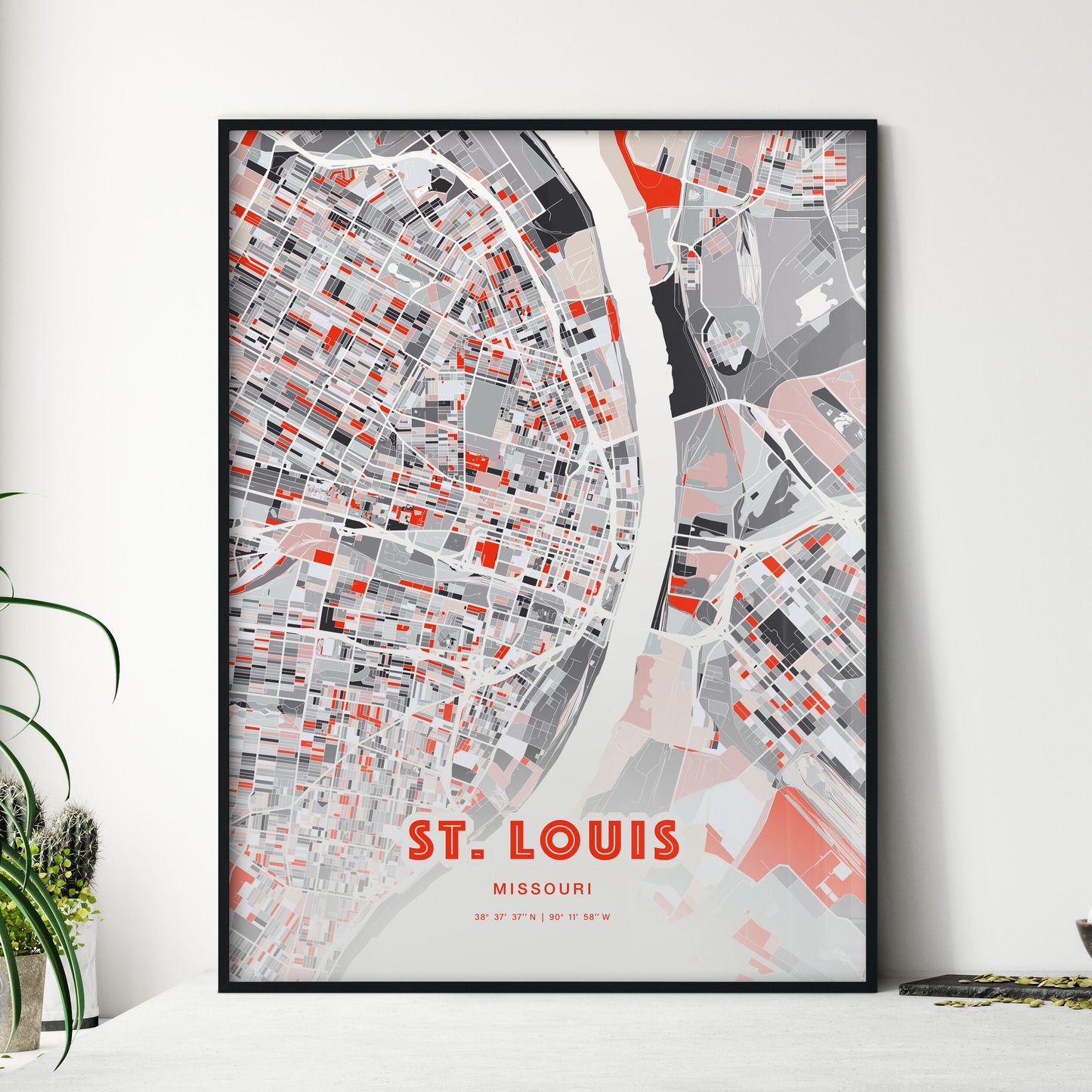 Colorful St. Louis Missouri Fine Art Map Modern Expressive