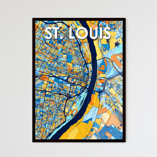 ST. LOUIS MISSOURI Vibrant Colorful Art Map Poster Blue Orange