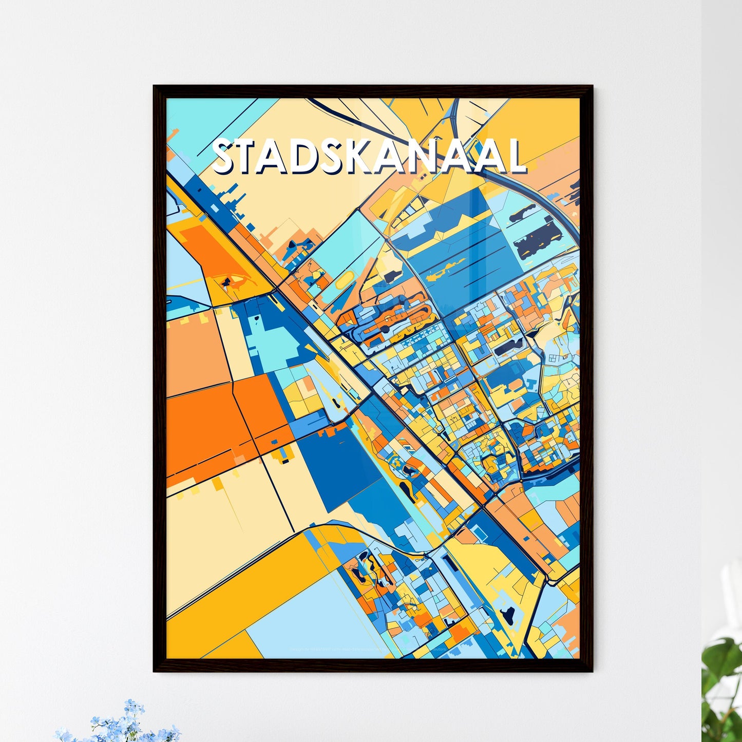 STADSKANAAL NETHERLANDS Vibrant Colorful Art Map Poster Blue Orange