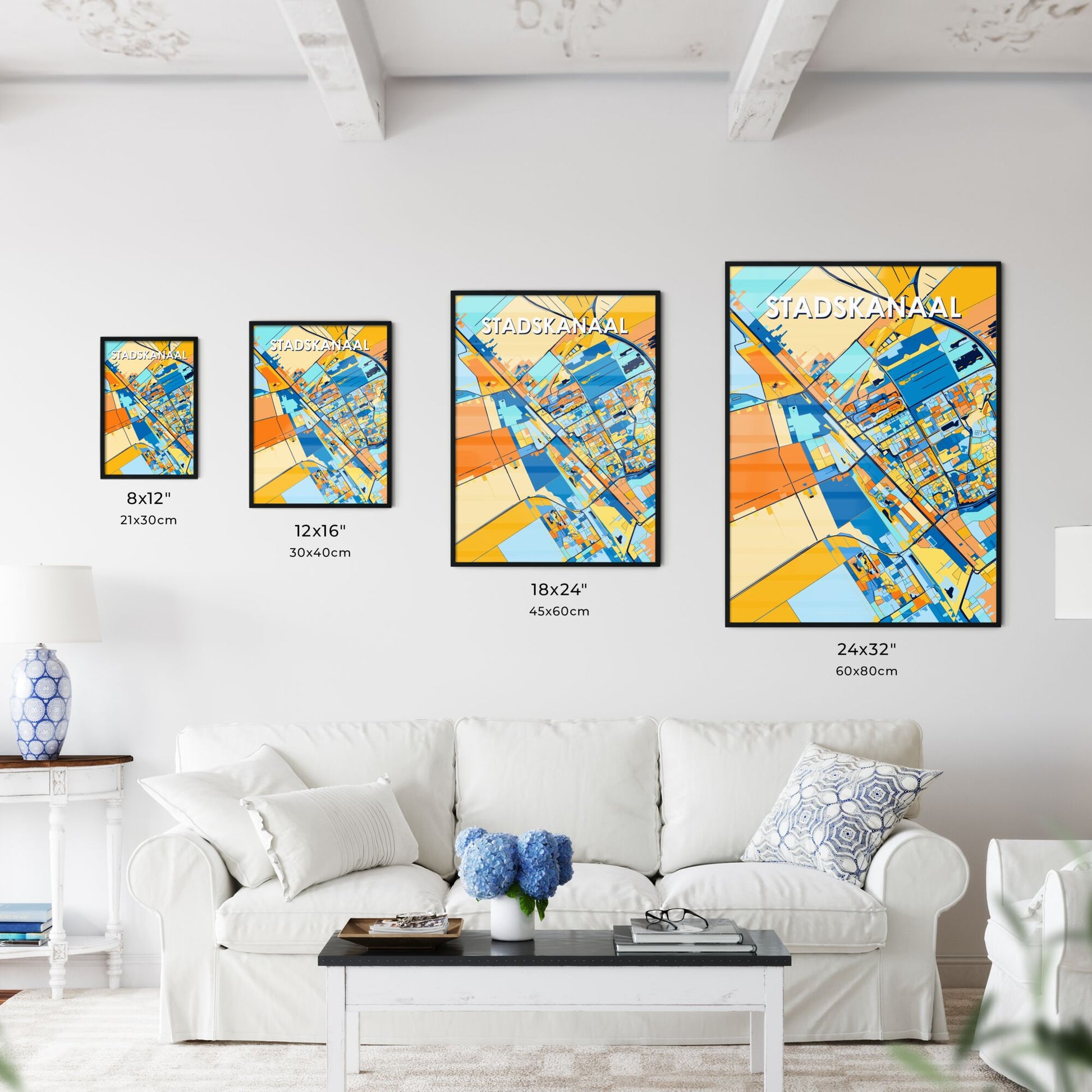 STADSKANAAL NETHERLANDS Vibrant Colorful Art Map Poster Blue Orange