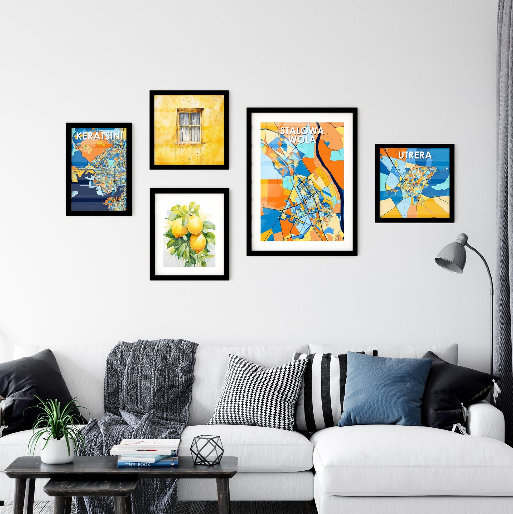 STALOWA WOLA POLAND Vibrant Colorful Art Map Poster Blue Orange