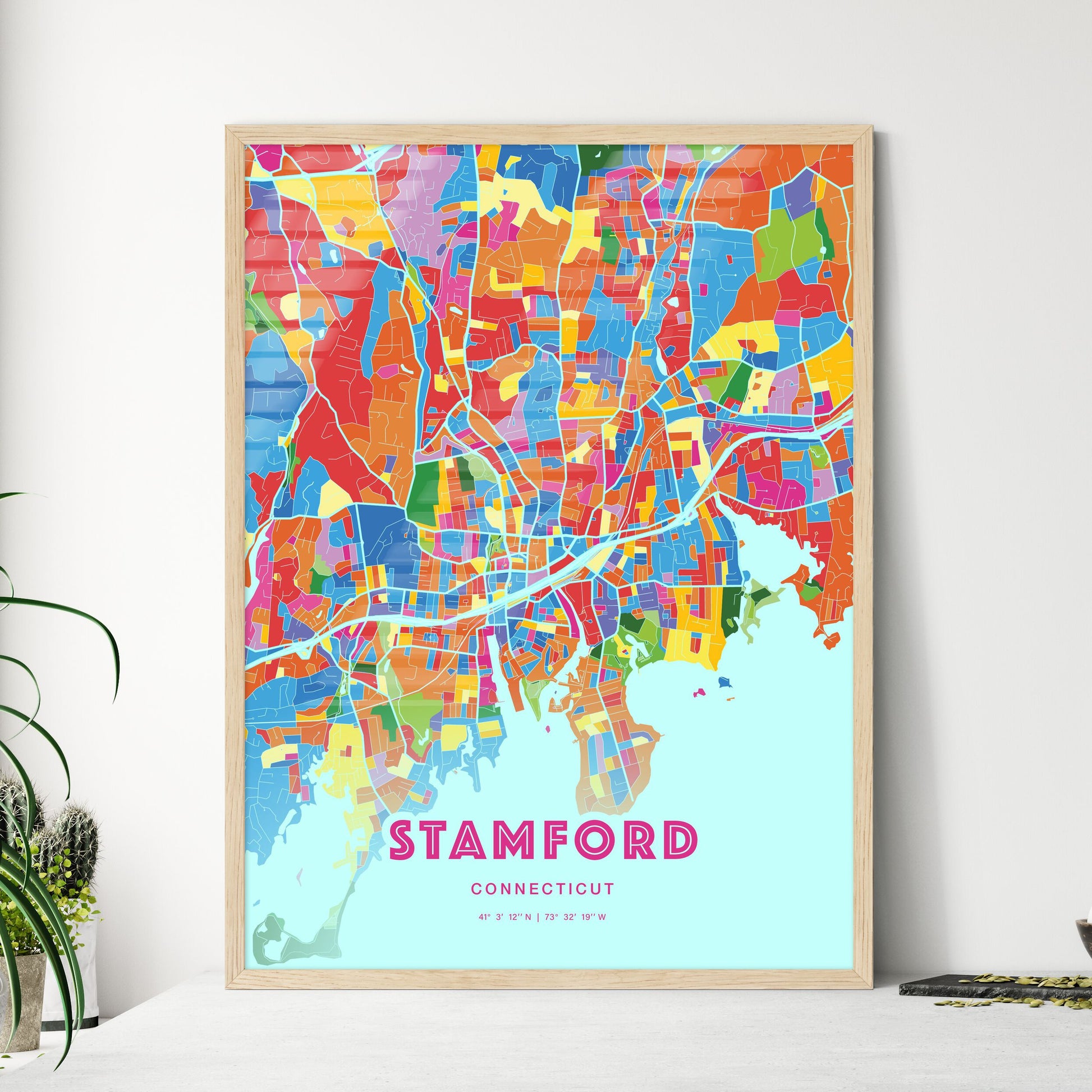 Colorful Stamford Connecticut Fine Art Map Crazy Colors
