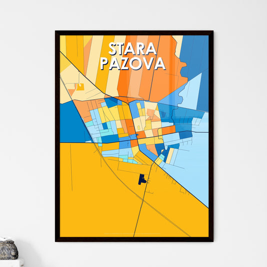 STARA PAZOVA SERBIA Vibrant Colorful Art Map Poster Blue Orange