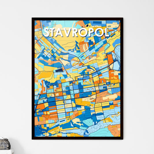 STAVROPOL RUSSIA Vibrant Colorful Art Map Poster Blue Orange