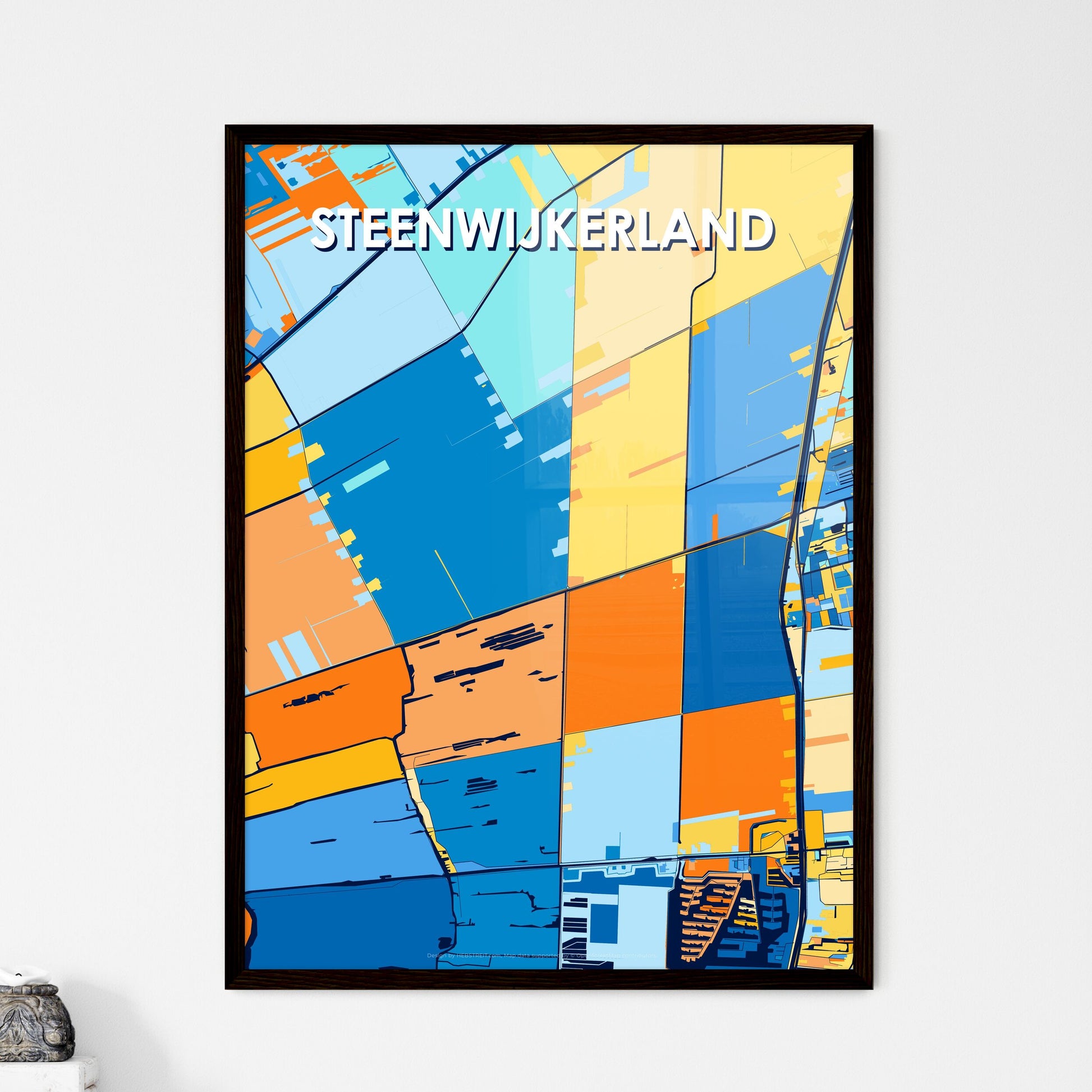 STEENWIJKERLAND NETHERLANDS Vibrant Colorful Art Map Poster Blue Orange