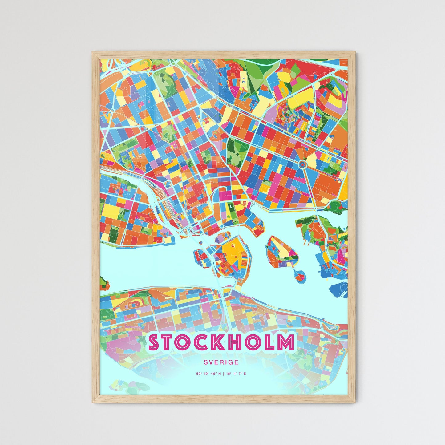 Colorful Stockholm Sweden Fine Art Map Crazy Colors