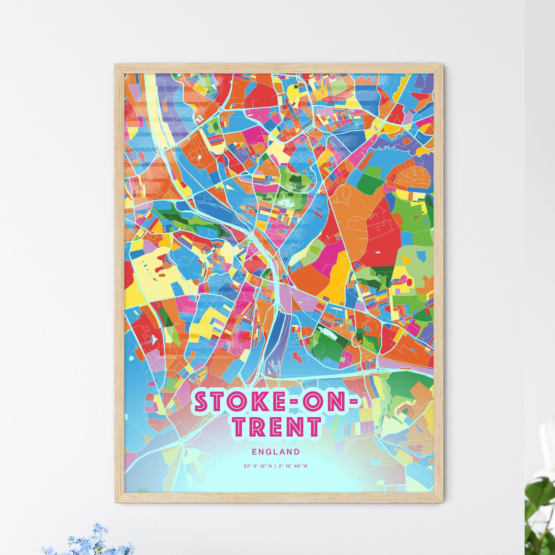 Colorful Stoke-On-Trent England Fine Art Map Crazy Colors