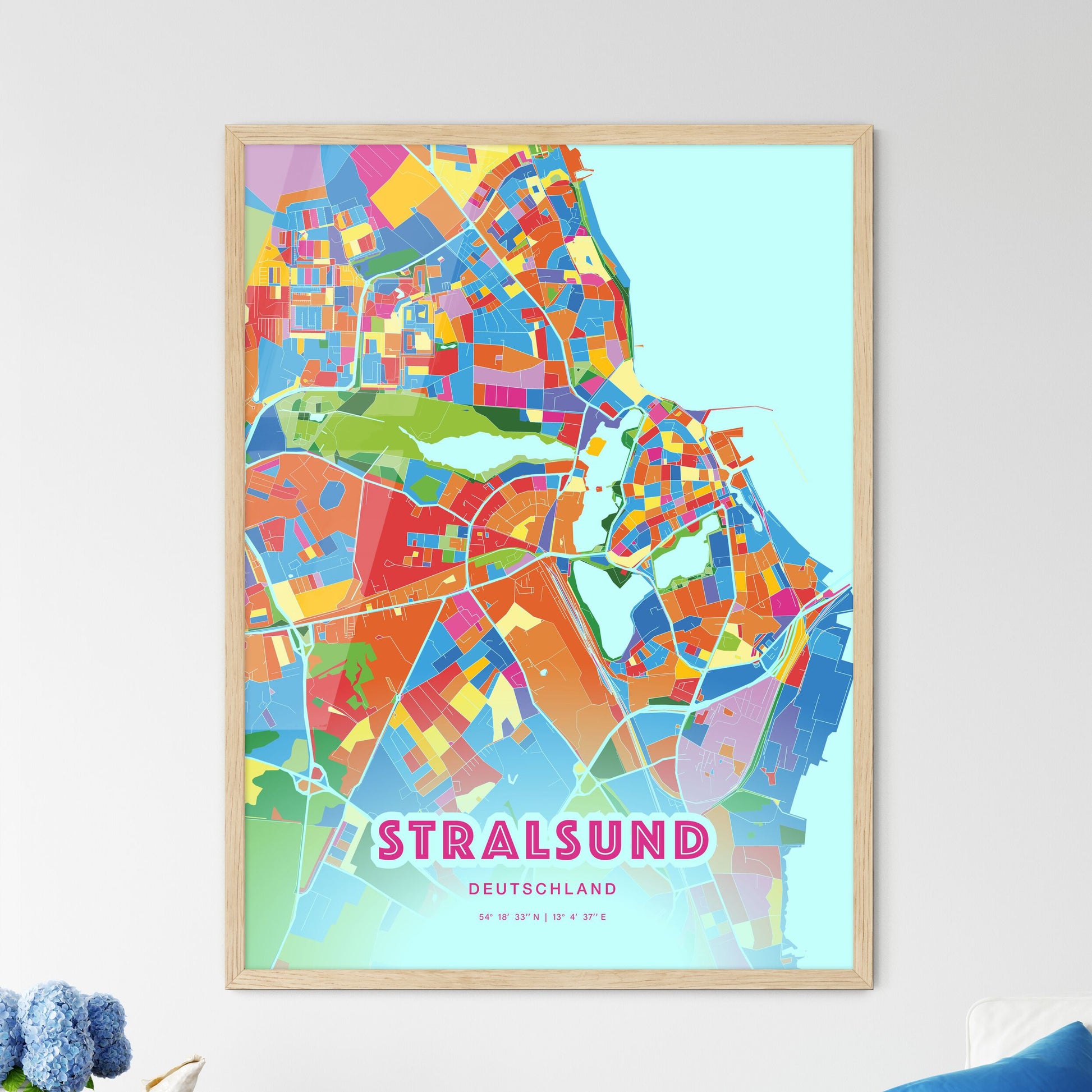 Colorful Stralsund Germany Fine Art Map Crazy Colors