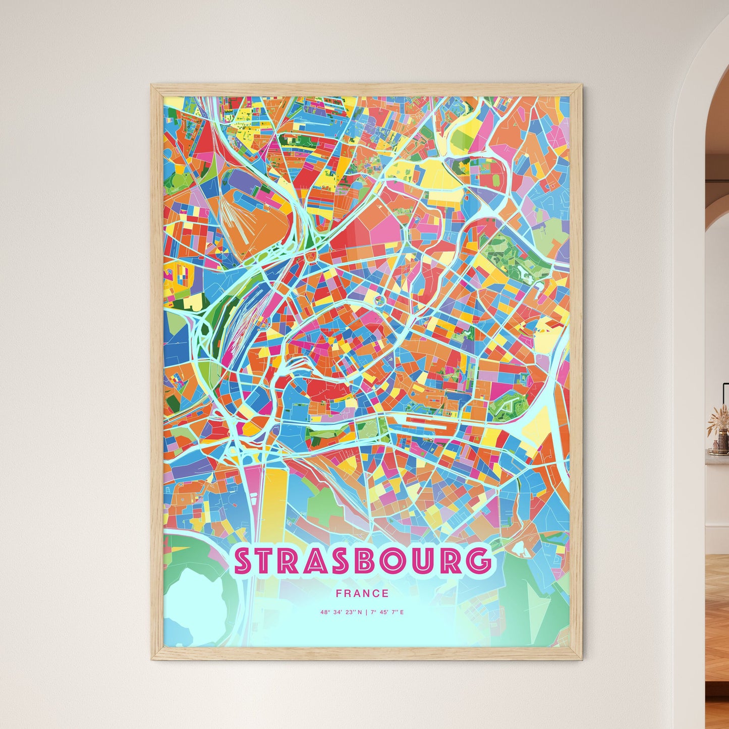 Colorful Strasbourg France Fine Art Map Crazy Colors