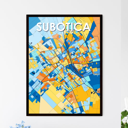 SUBOTICA SERBIA Vibrant Colorful Art Map Poster Blue Orange