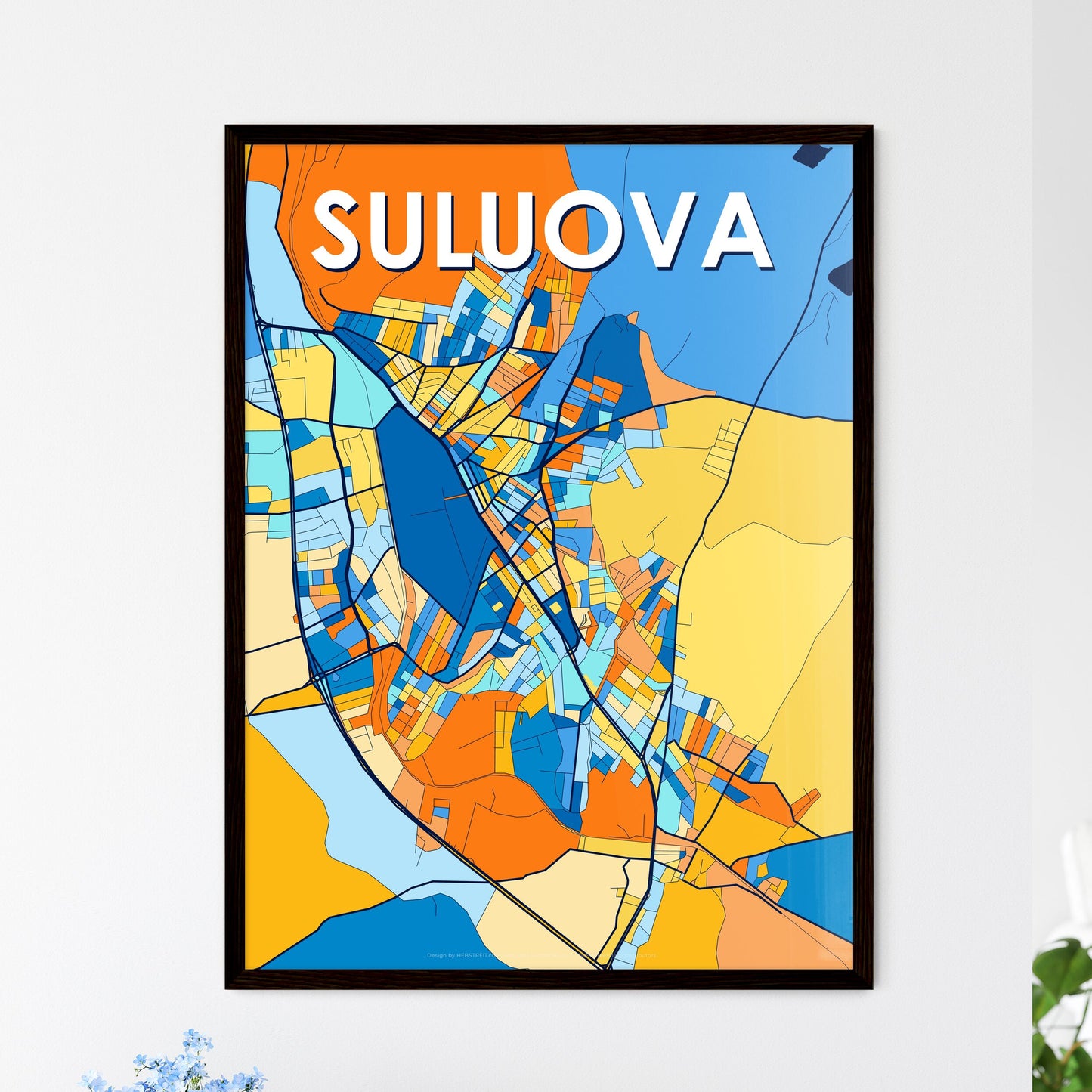 SULUOVA TURKEY Vibrant Colorful Art Map Poster Blue Orange