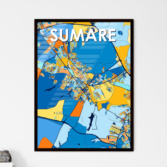 SUMARE BRAZIL Vibrant Colorful Art Map Poster Blue Orange