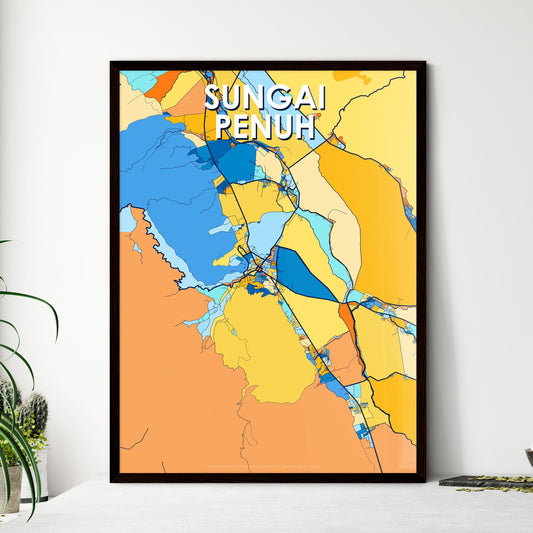 SUNGAI PENUH INDONESIA Vibrant Colorful Art Map Poster Blue Orange