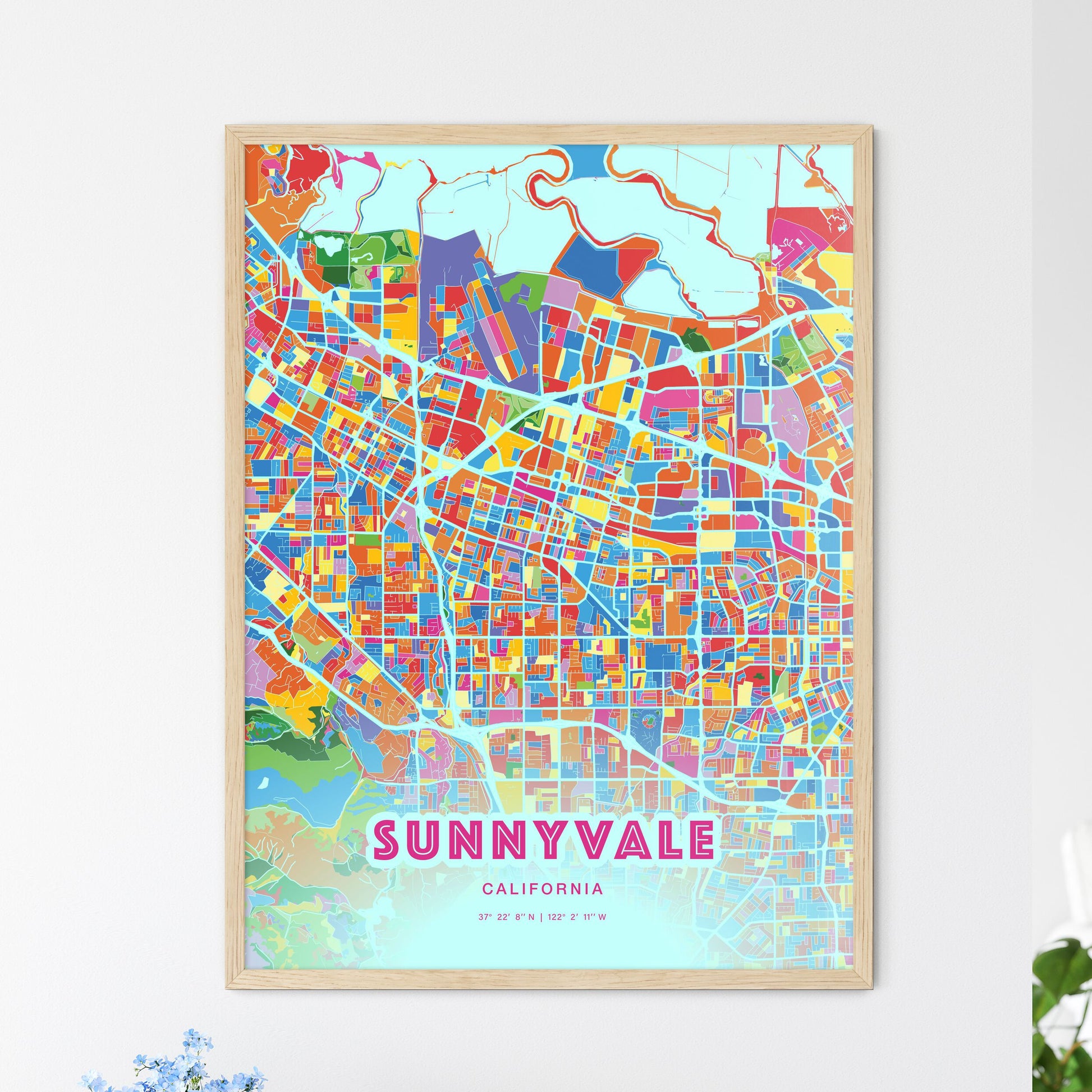 Colorful Sunnyvale California Fine Art Map Crazy Colors