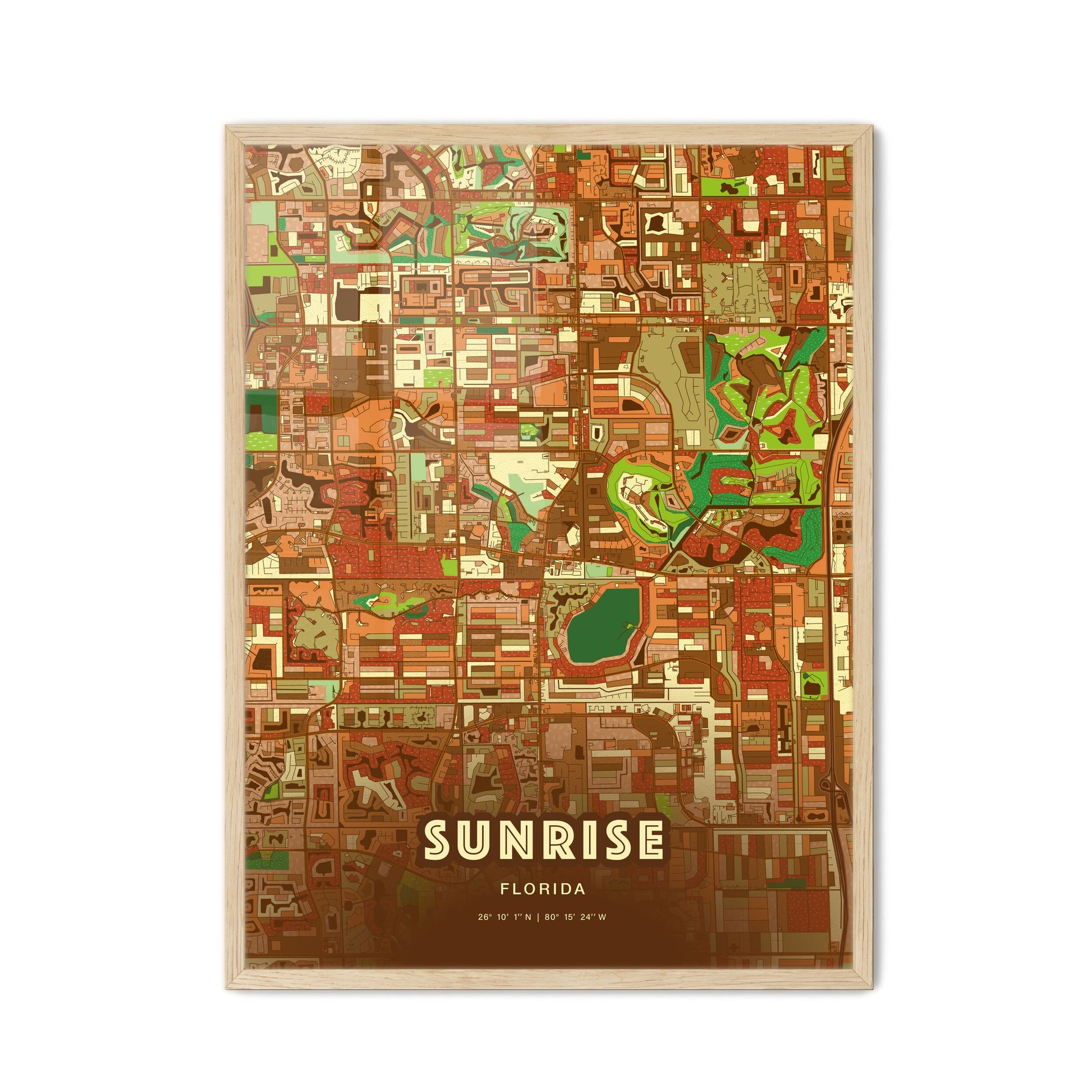 Colorful Sunrise Florida Fine Art Map Farmhouse