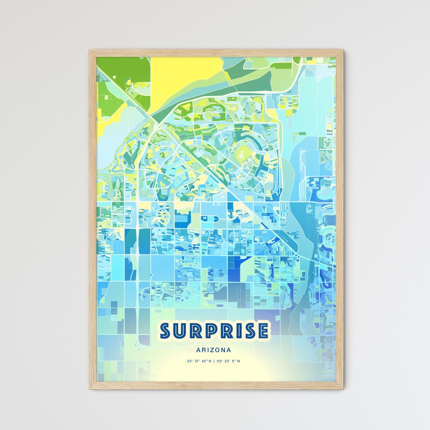 Colorful Surprise Arizona Fine Art Map Cool Blue