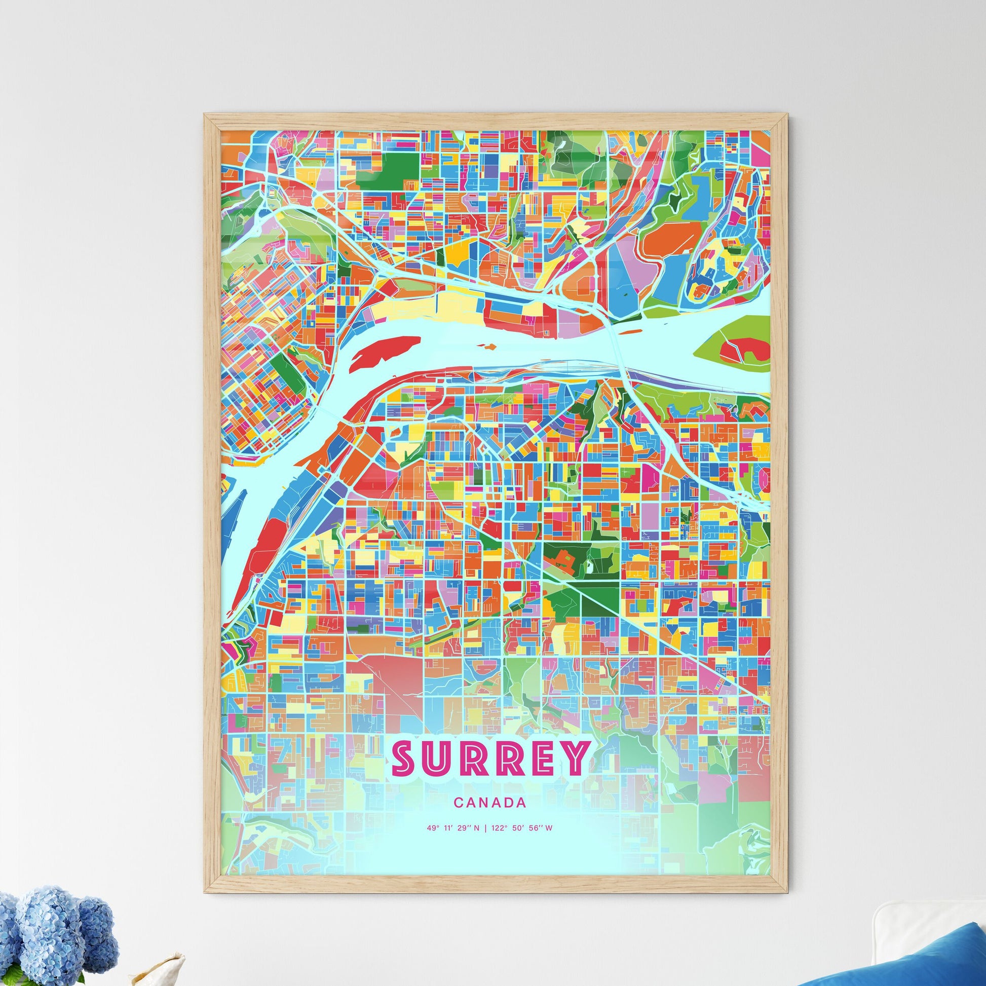 Colorful Surrey Canada Fine Art Map Crazy Colors
