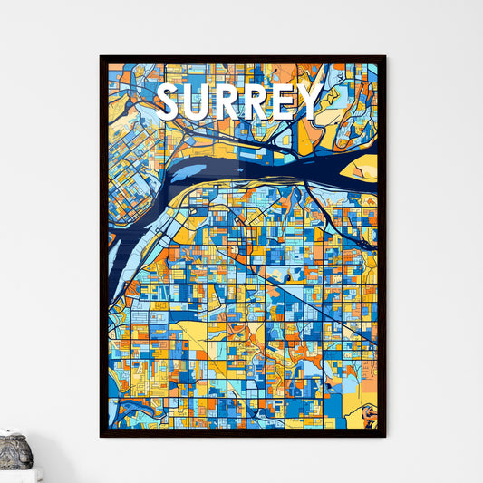 SURREY CANADA Vibrant Colorful Art Map Poster Blue Orange