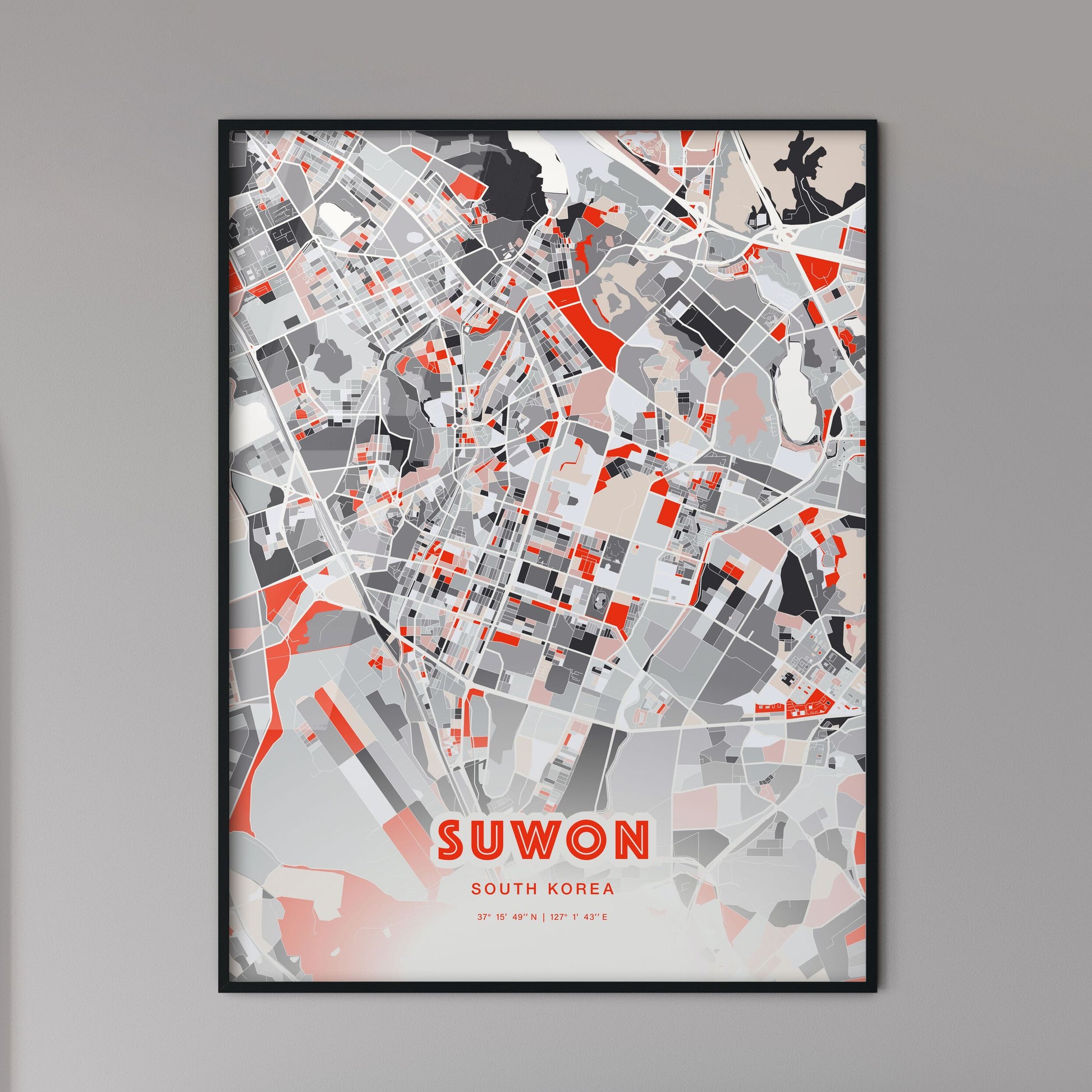 Colorful Suwon South Korea Fine Art Map Modern Expressive