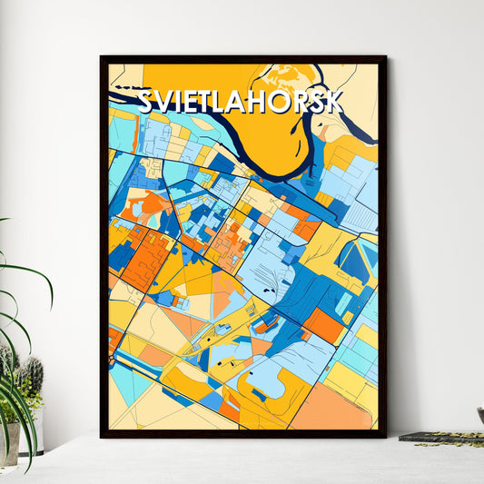 SVIETLAHORSK BELARUS Vibrant Colorful Art Map Poster Blue Orange