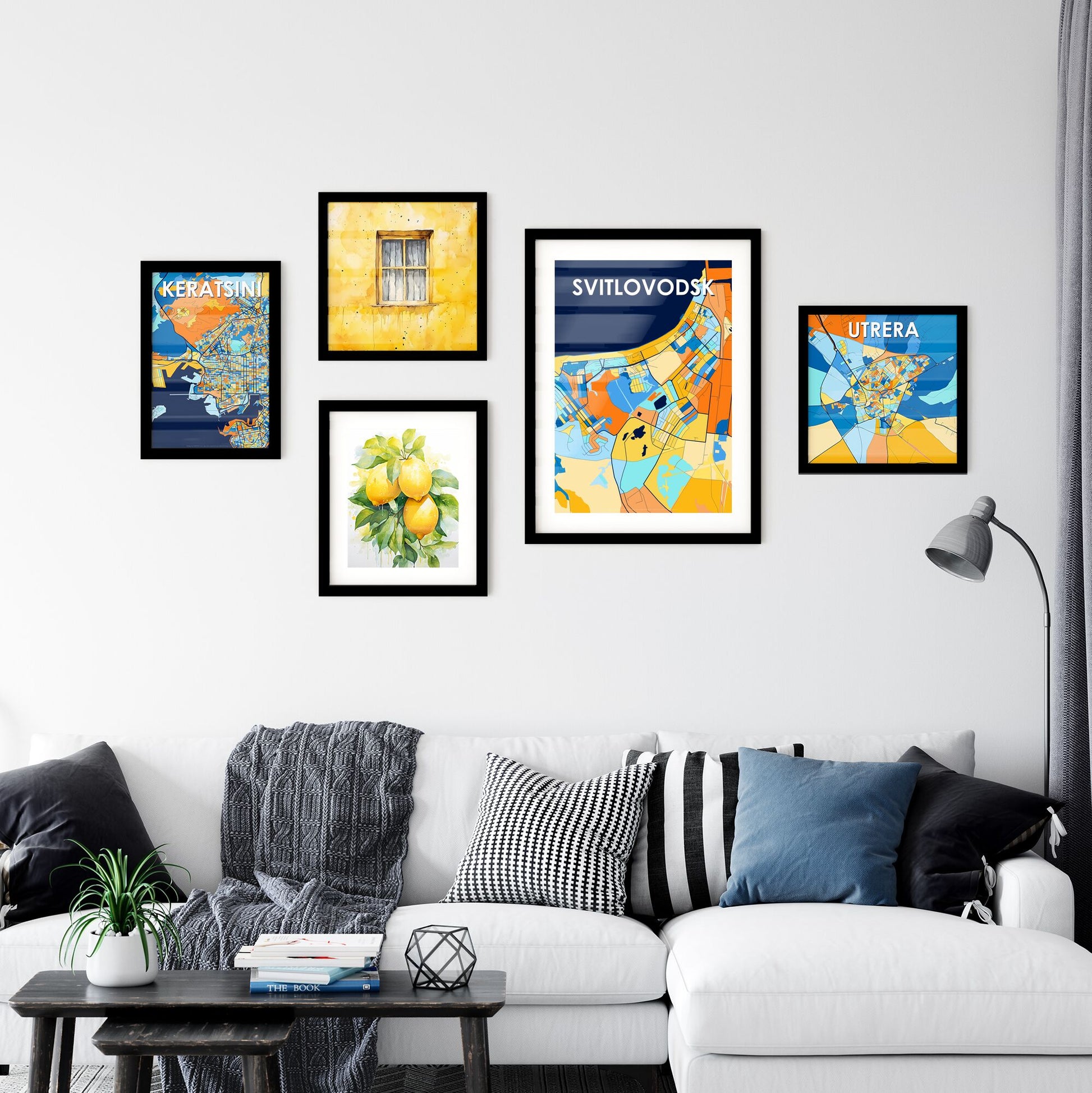 SVITLOVODSK UKRAINE Vibrant Colorful Art Map Poster Blue Orange