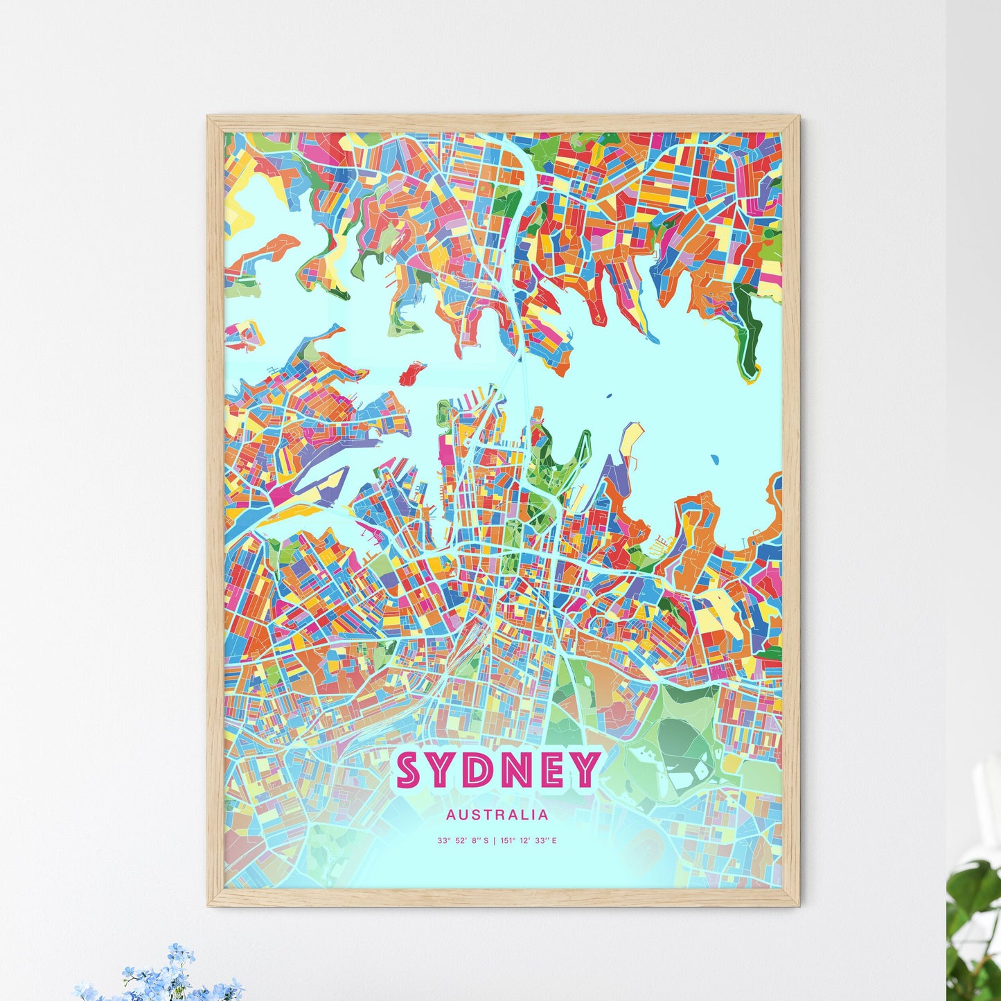 Colorful Sydney Australia Fine Art Map Crazy Colors