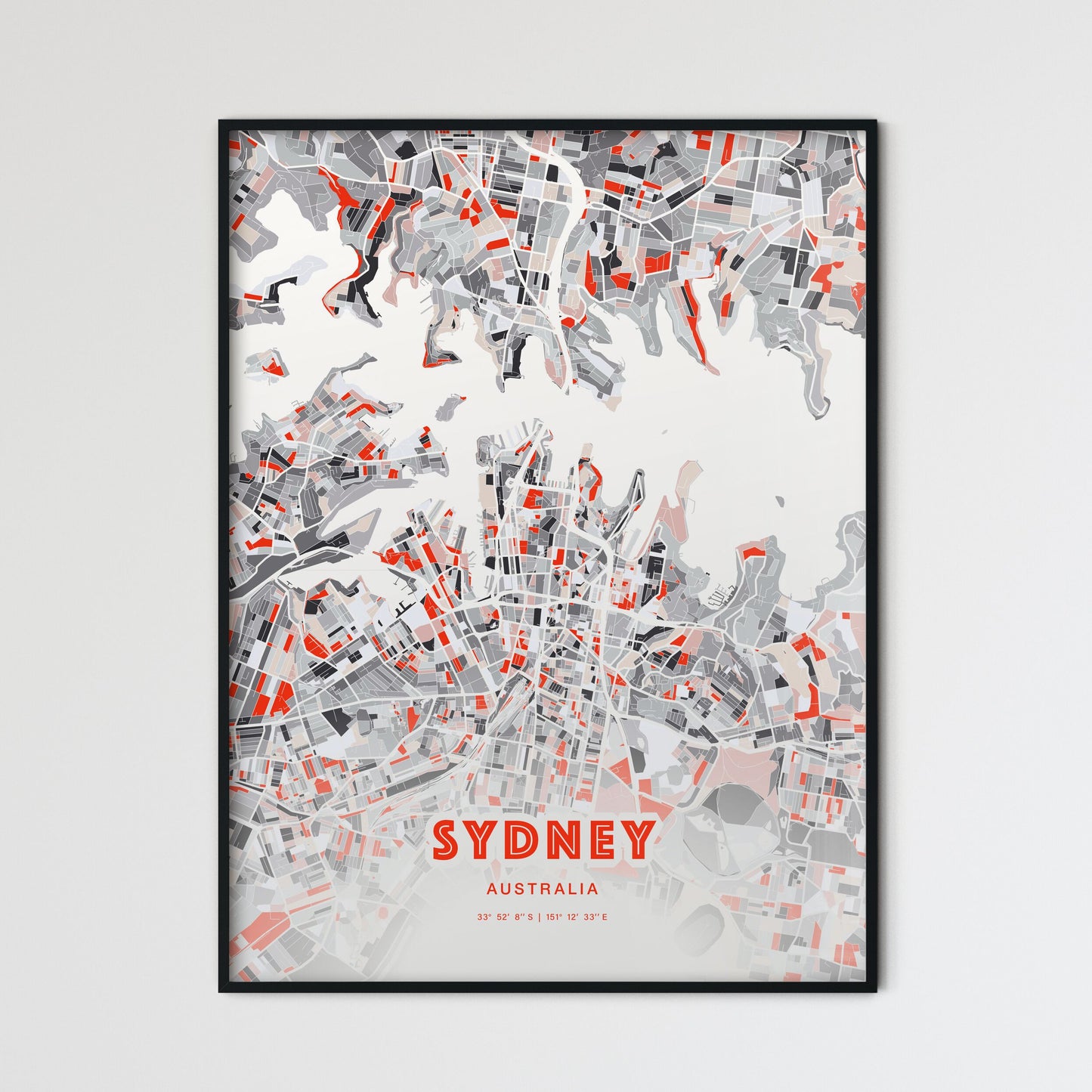 Colorful Sydney Australia Fine Art Map Modern Expressive