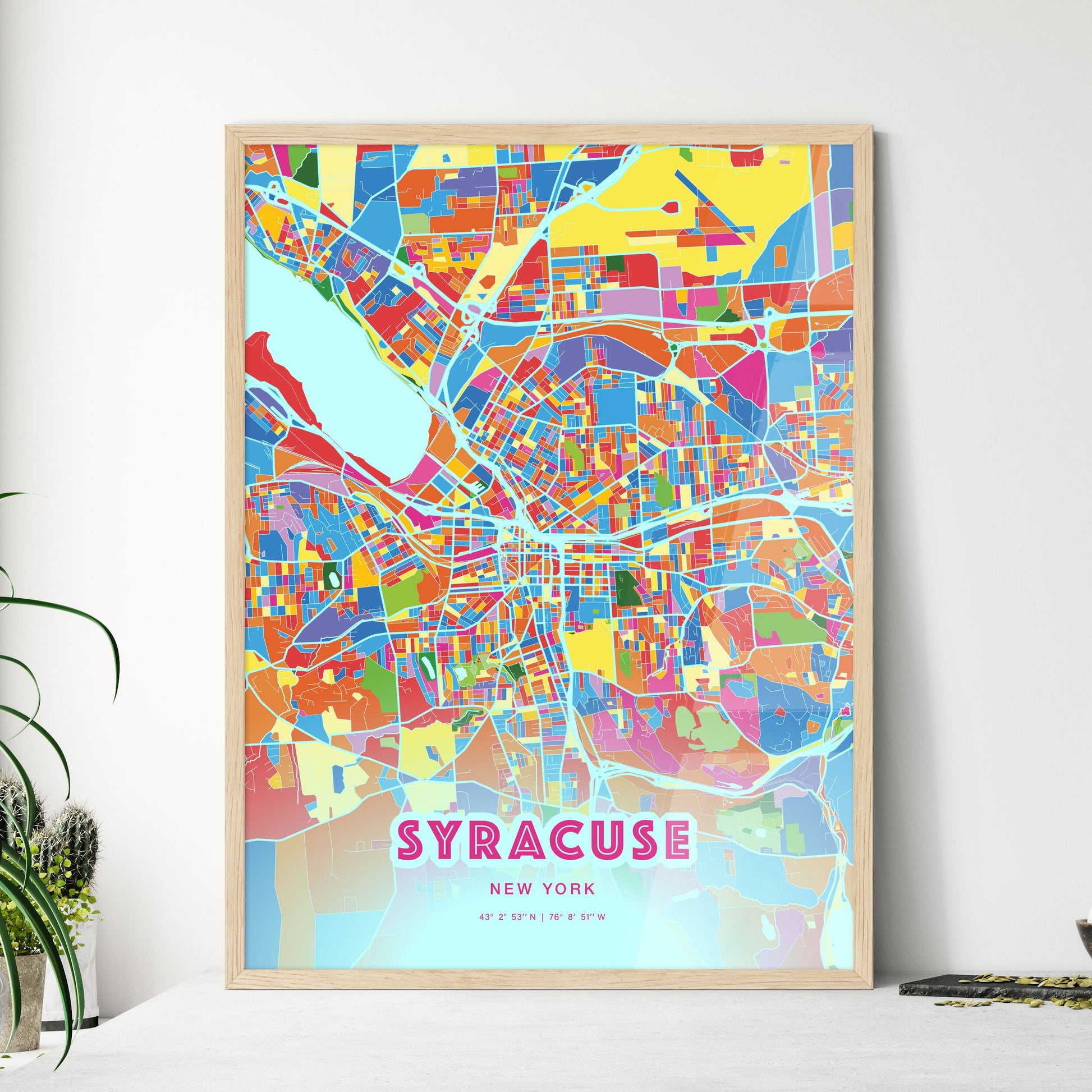 Colorful Syracuse New York Fine Art Map Crazy Colors