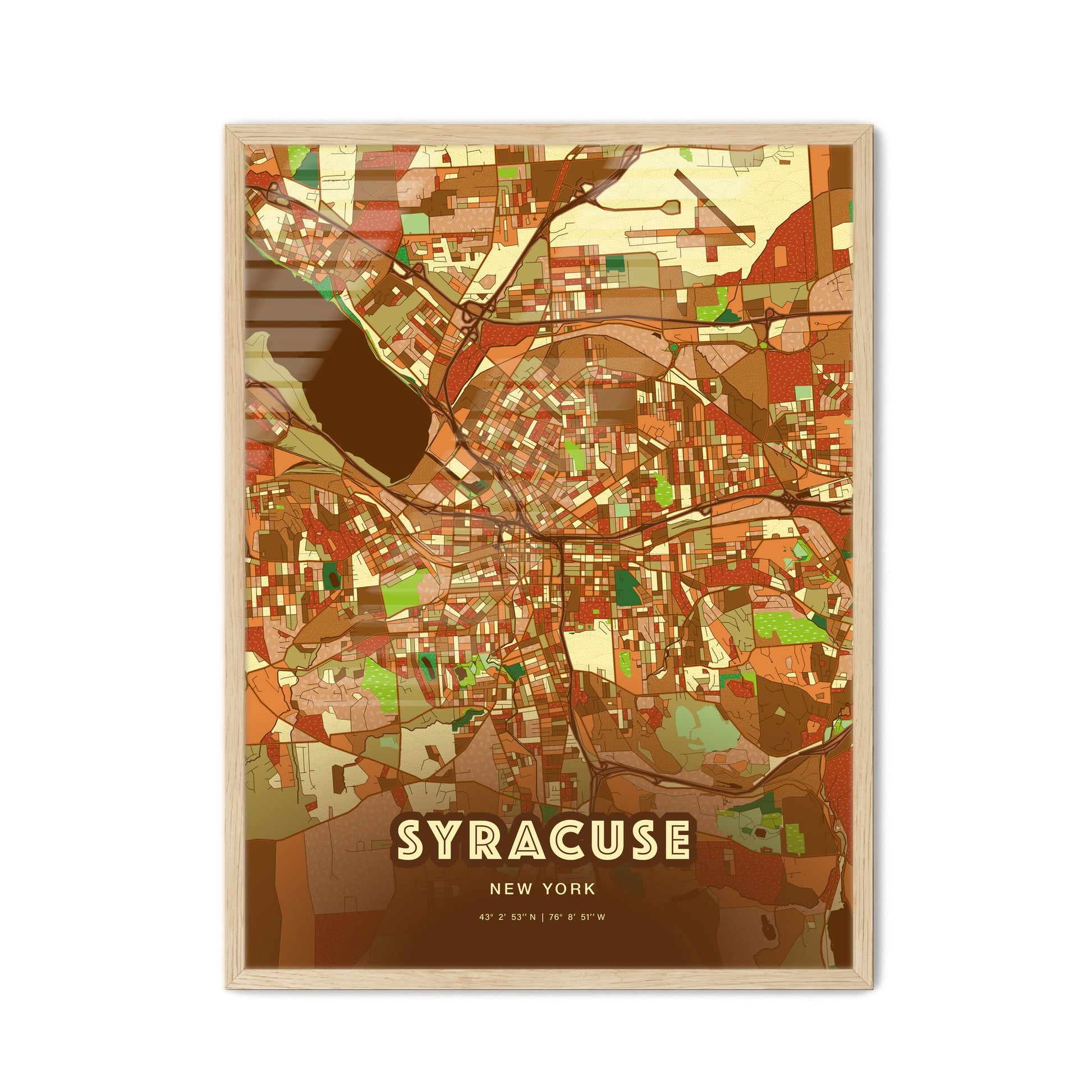 Colorful Syracuse New York Fine Art Map Farmhouse