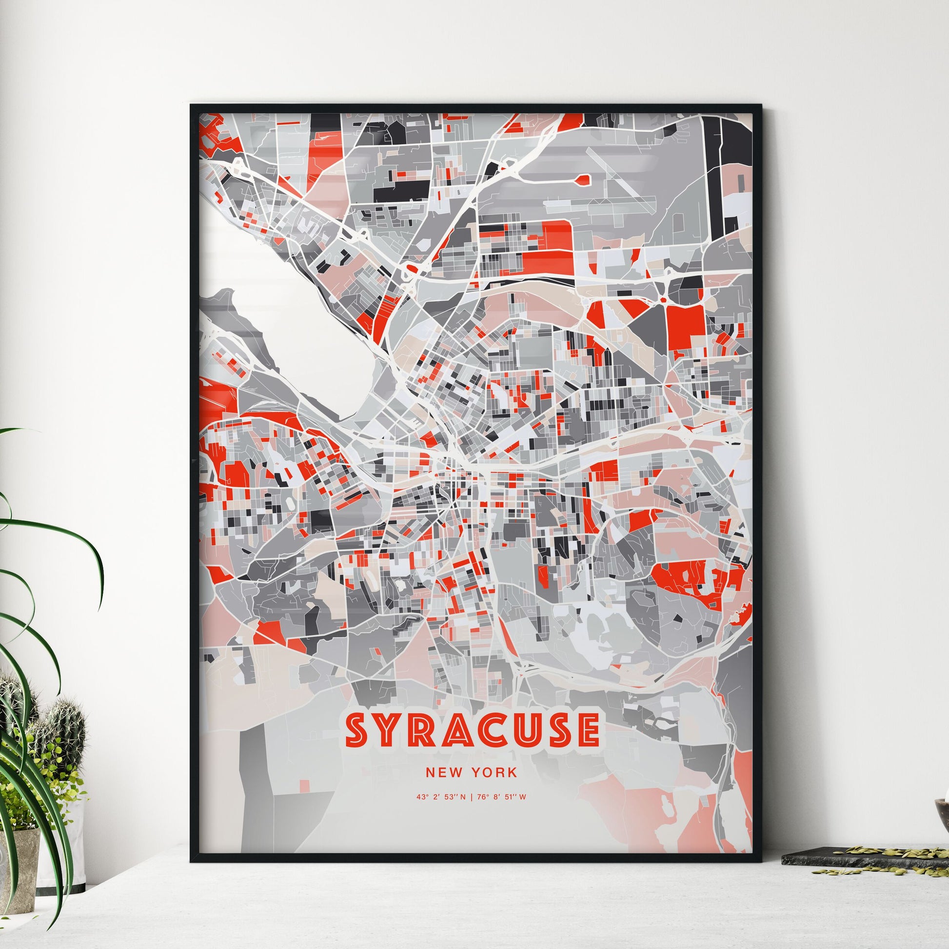 Colorful Syracuse New York Fine Art Map Modern Expressive