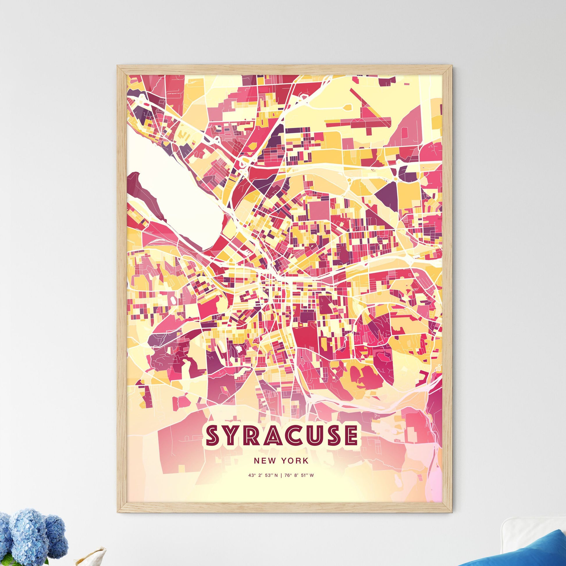 Colorful Syracuse New York Fine Art Map Hot Red