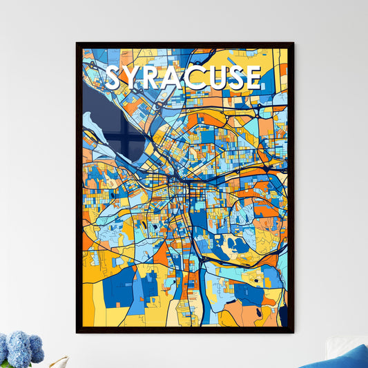 SYRACUSE NEW YORK Vibrant Colorful Art Map Poster Blue Orange