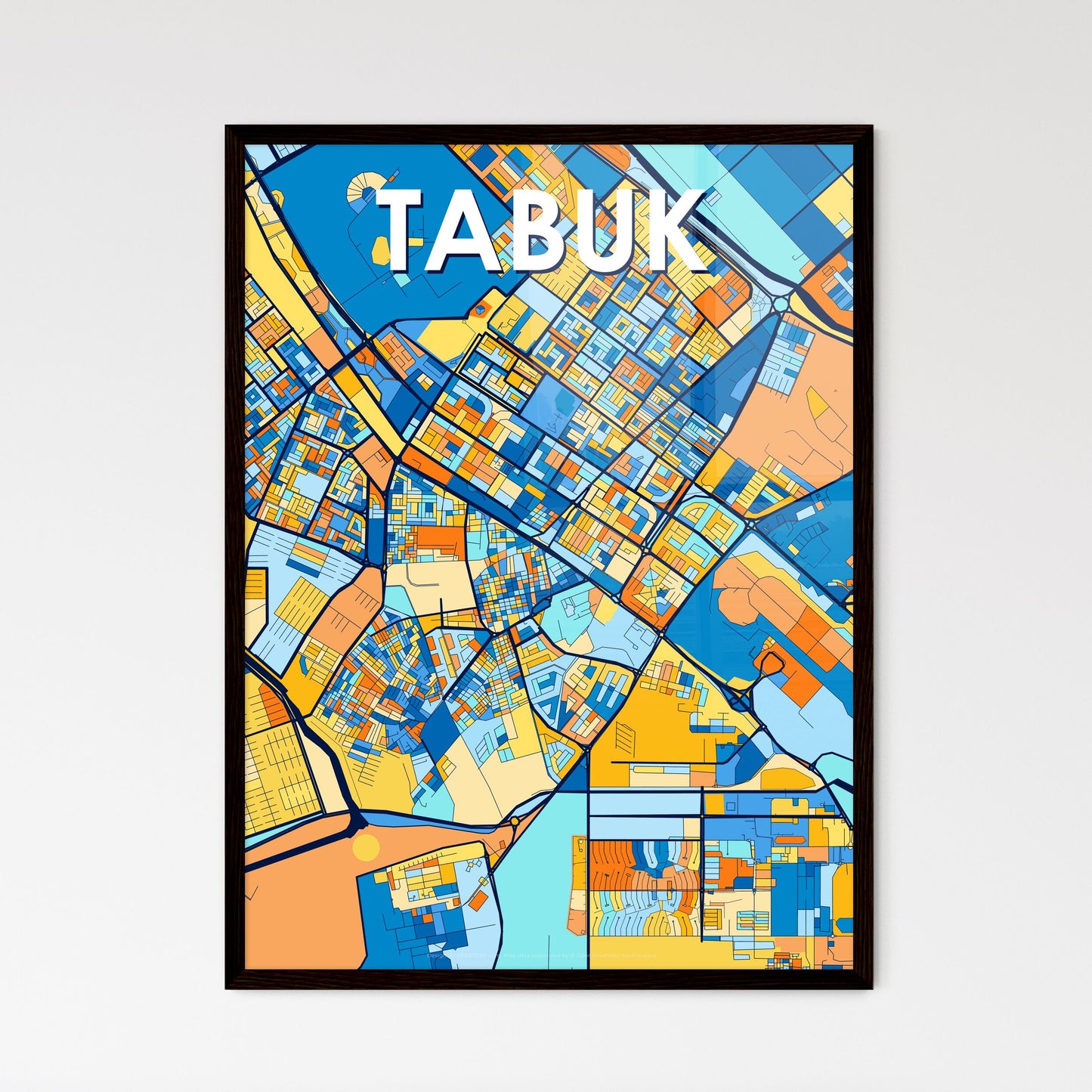 TABUK SAUDI ARABIA Vibrant Colorful Art Map Poster Blue Orange